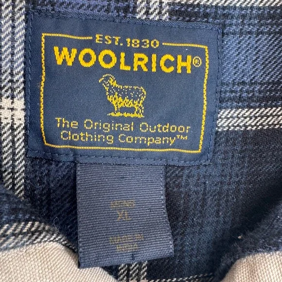 Woolrich Men's Plaid Lined Long Sleeve Button Up Shirt Tan Blue Size XL - Picture 3 of 8
